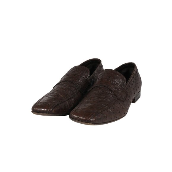 Prada Mens Penny Loafers US 8 UK 7 Brown Ostrich Leather Slip On Moccasin Shoe main image 10